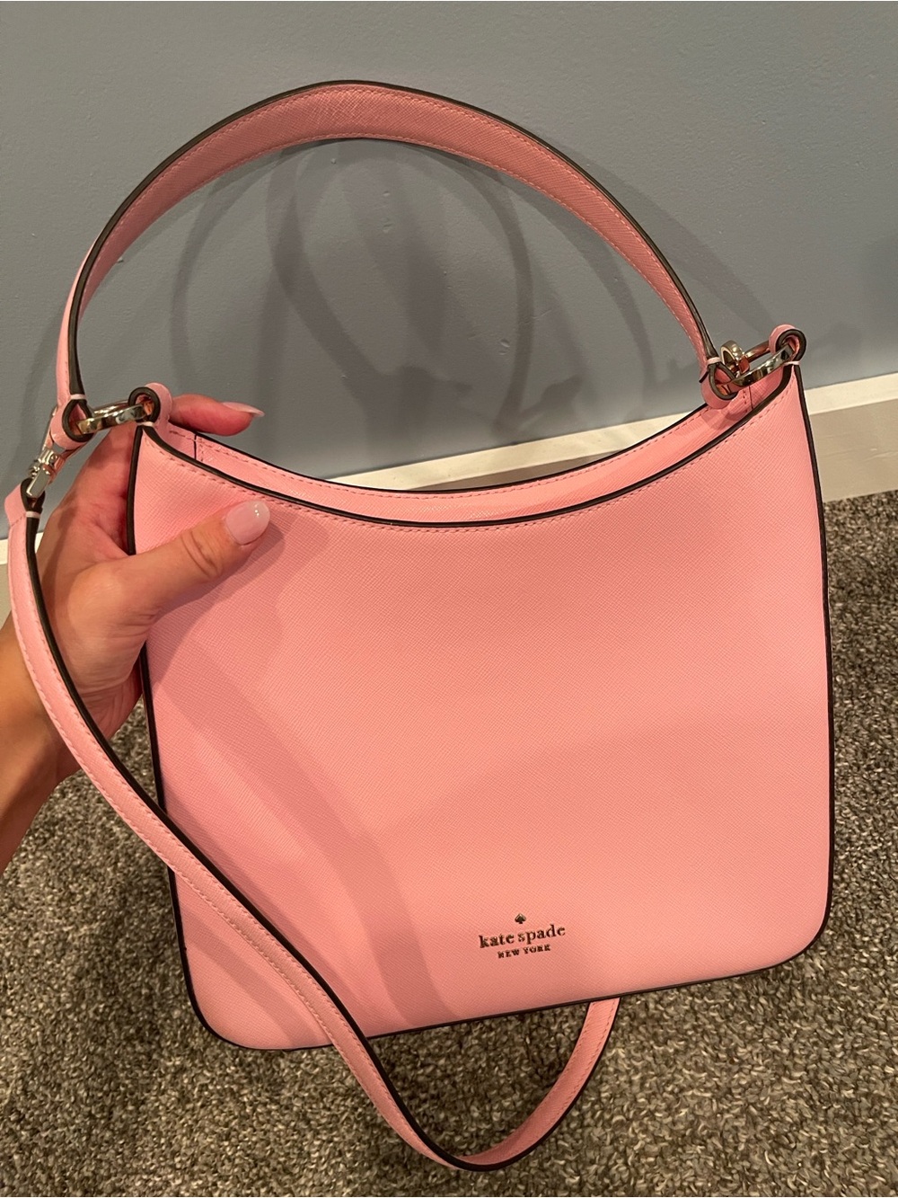 Kate Spade Pink Saffiano Shoulder Bag with Detachable Strap